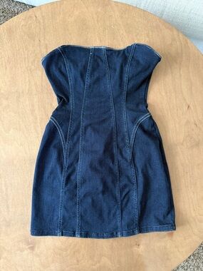 Zara Strapless Dark Denim Mini Dress